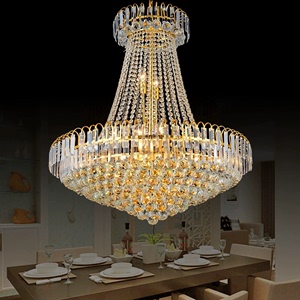 雷士照明奢华大气led金色水晶灯圆形水晶吊灯时尚餐厅灯欧式客厅