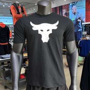 安德玛UA 强森牛头夏季短袖跑步健身运动训练透气速干男士圆领T恤