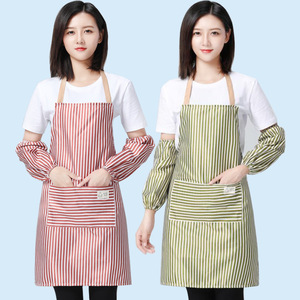 做饭围裙套装带袖套厨房防油污炒菜围腰韩版时尚女士罩衣厂家