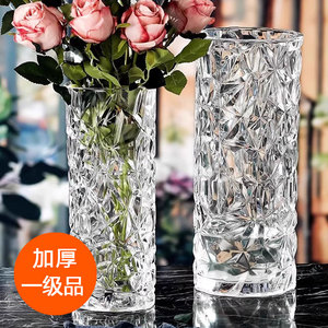 富贵竹大号玻璃花瓶高级感摆件客厅插花水养玫瑰轻奢水晶透明水培