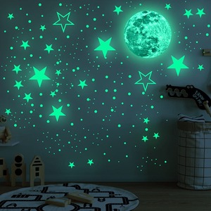夜光贴永久发光月球星星圆点创意荧光墙贴儿童房装饰品自粘卡通纸