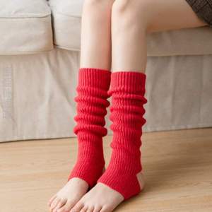 韩版袜套护腿袜长针织女纯色中%袜小腿套袜堆堆袜芭蕾瑜伽白色