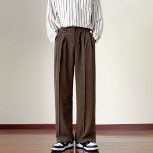 利郎2024夏季新款垂感西装裤子棕色男士夏季薄款冰丝休闲长裤宽松