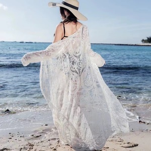 泳衣罩衫长款蕾丝网纱沙滩防晒海边度假比基尼性感开衫外搭披肩女
