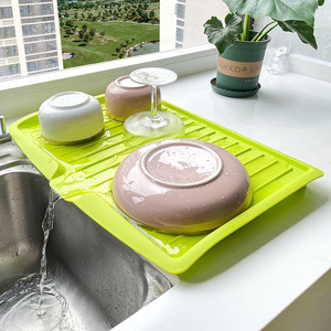 厨房放碗和盘子的架子多功能沥水盘置物架厨房滴水托盘碗碟架简约