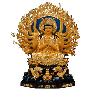 台湾鎏金纯铜准提佛母像铜像可装藏准提菩萨铜佛像家用供奉摆件