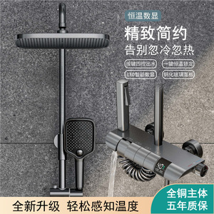 KOHLER/科勒枪灰色全铜数显升降淋浴器淋雨喷头增压浴室花洒套装