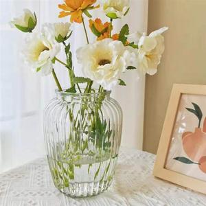 欧式大口鲜花水培桌面玻璃花瓶透明简约干燥花玫瑰插花客厅创意摆