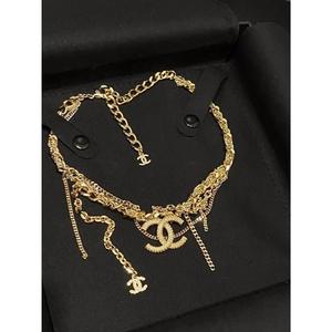 法国Chanel/香奈儿新款 金色复古多链条编织双C项链