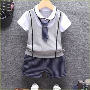 清仓男童套装夏季短袖0-1-2-3-4岁婴幼儿童酷帅宝宝夏装小孩衣服