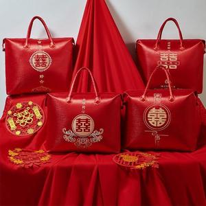 结婚喜庆陪嫁被子喜被收纳袋中式四件套手提袋包装袋大红色棉被袋