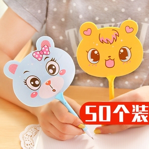 日韩国创意文具批发 小学生奖品圆珠笔 儿童可爱卡通扇子笔动物笔