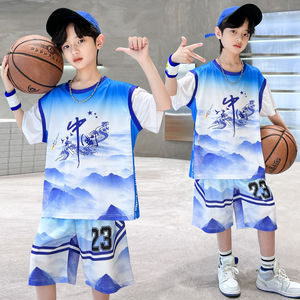 胖男孩男韩系清仓童运动套装新品夏季冰丝速干短袖篮球服户外足球