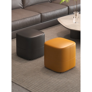 IKEA宜家极简换鞋凳超纤纳帕皮沙发凳皮墩凳小凳子方凳家用梳妆凳