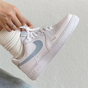 耐克女鞋Nike Air Force1空军一号白蓝2024年春季af1双钩复古板鞋