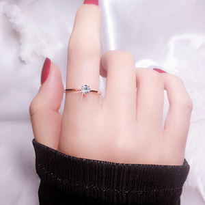 小单钻戒指女学生简约细圈款时尚个性食指环钛钢彩金玫瑰金不掉色