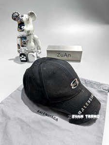 【ZuAn】Balenciaga/巴黎世家 24SS 破坏双环刺绣字母泥染鸭舌帽