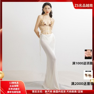 ZS名品越南设计师Lassy 欧美风辣妹系绳包臀海滩度假针织长裙套装