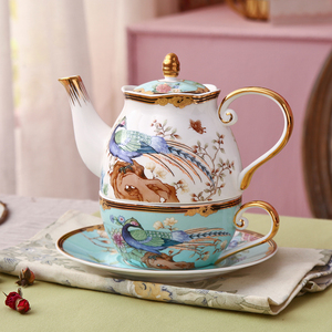 创意高颜值泡茶壶花茶具整套带杯碟国潮单人子母壶套装陶瓷茶壶