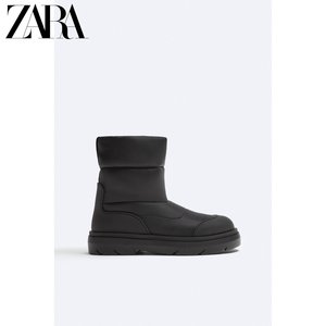 ZARA新品 男鞋 黑色绗缝厚底加厚雪地靴 2033320 800