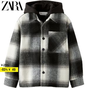 ZARA 冬季新款 童装男童 格子棉服衬衫外套 318375