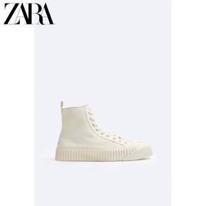 ZARA24春季新品 男鞋 白色百搭高帮休闲帆布运动短靴 2110320 120