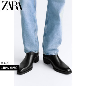 ZARA特价精选 男鞋 黑色金属搭扣饰复古牛仔休闲短靴 2043220 800