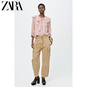 ZARA24夏季新品 女装 ZW 系列叠层装饰领口衬衫 3064270 622
