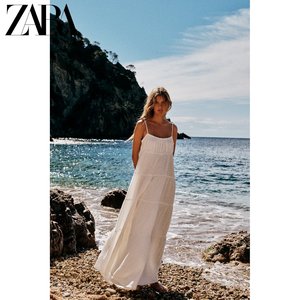 ZARA24夏季新品 TRF 女装 白色棉质薄纱迷笛连衣裙 0881300 250