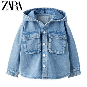 ZARA 24春季新品 婴儿幼童 连帽牛仔衬衫外套 3337401 400