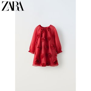 ZARA 24春季新品 女婴幼童 3D 花朵装饰连衣裙 3335030 600