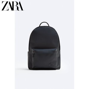 ZARA24春季新品 男包 蓝色通勤压胶双肩休闲背包 3205320 400