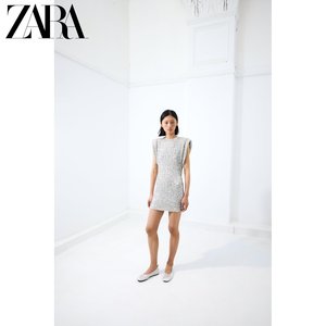 ZARA24春季新品 女装 ZW 系列带垫肩珠片饰连衣裙 2874108 808