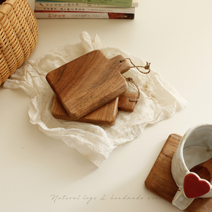 柚の木垫丨日式简ins风实木凸形咖啡茶杯隔热垫 迷你砧板原木垫子
