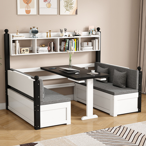 实木沙发床客厅家用带书桌书架储物床多功能可伸缩两用双人卡座床