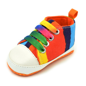 经典爆款宝宝鞋潮搭单鞋彩虹帆布婴儿鞋 防滑软底宝宝学步鞋0-1