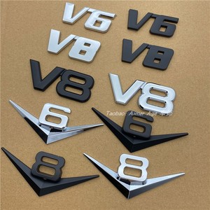 汽车v6车标V8大排量标志改装金属贴标3D立体 车尾标贴车身装饰标