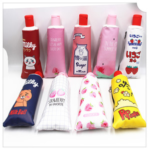 热销韩国个性创意牙膏造型学生笔袋可爱文具盒大容量收纳袋带卷笔