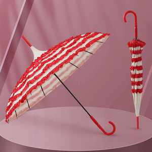 气质洛丽塔公主花边宝塔伞直杆长柄宝塔伞晴雨伞轻奢宫廷风雨伞