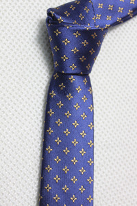 小版型领带外贸原单男士休闲 超窄款韩版真丝桑蚕丝蓝色碎花5CM
