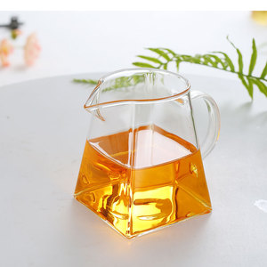 耐热玻璃分茶器透明加厚方形公道杯茶海茶漏隔茶器大小号纯手工