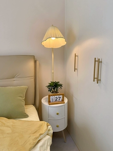奶油风卧室床头柜台灯一体式客厅沙发旁边落地灯带抽屉氛围茶几灯