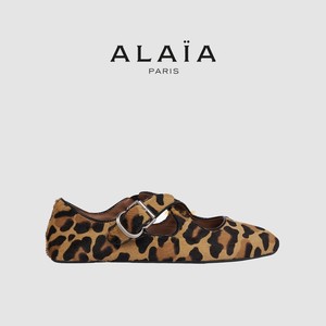 代购ALAIA阿莱亚Alaïa豹纹CRISS CROSS芭蕾舞鞋浅口单鞋玛丽珍鞋