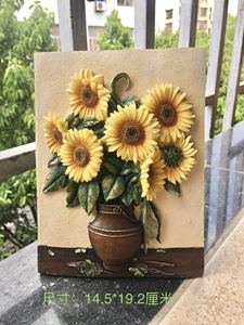 欧式外贸创意树脂工艺品浮雕名画太阳花向日葵墙饰挂件家居礼物