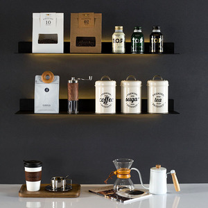 样板间厨房橱柜咖啡系列层架组合摆件装饰品咖啡豆储物罐瓶杯道具