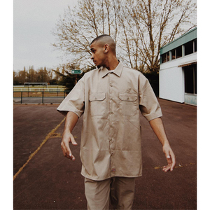 Dickies1574 美版夏季嘻哈西海岸大码纯色工装衬衫短袖男上衣正品