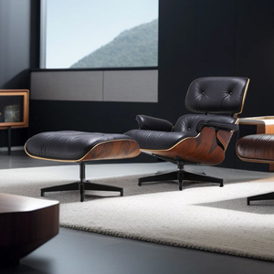 伊姆斯躺椅设计师真皮休闲椅现代实木单人沙发椅客厅北欧旋转椅子