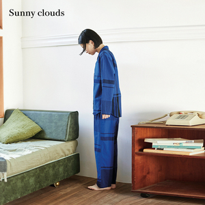 春季新品 桑妮库拉/Sunny clouds女士纯棉大格纹家居裤宽松睡裤