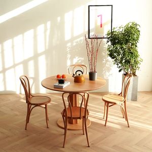 北欧风格  实木餐桌圆桌休闲简约茶桌饭桌网红桌椅组合圆餐桌椅子