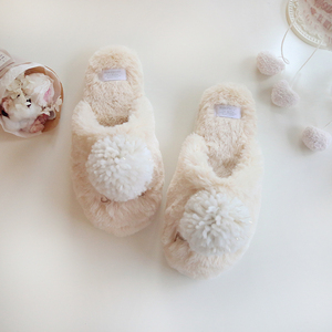 艺帛冬季厚底加绒加厚保暖拖鞋女式室内家用日系可爱软底毛毛棉鞋